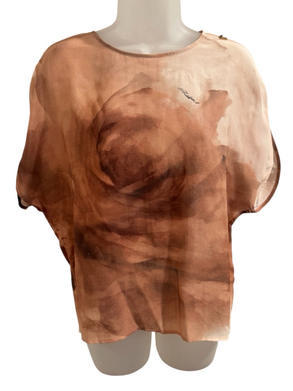 ELISABETTA FRANCHI | 100% Silk Blouse- Elegant Chic Luxury Neutral-Made In Italy - Picture 2 of 15